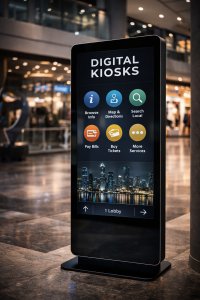 Interactive self-service kiosks engineered for information access, engagement, and operational efficiency.