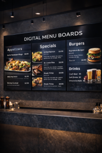 Dynamic digital menus designed to enhance customer experience and simplify content updates.