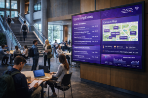 Digital signage solutions supporting communication, wayfinding, and engagement in educational facilities.