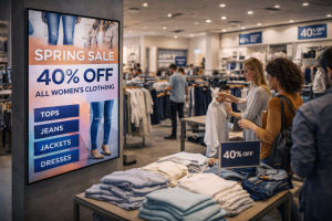 In-store digital signage solutions designed to enhance shopping experience and visual merchandising.