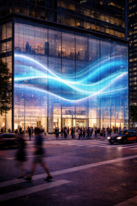 High-transparency LED solutions delivering dynamic visuals on glass without compromising natural light.